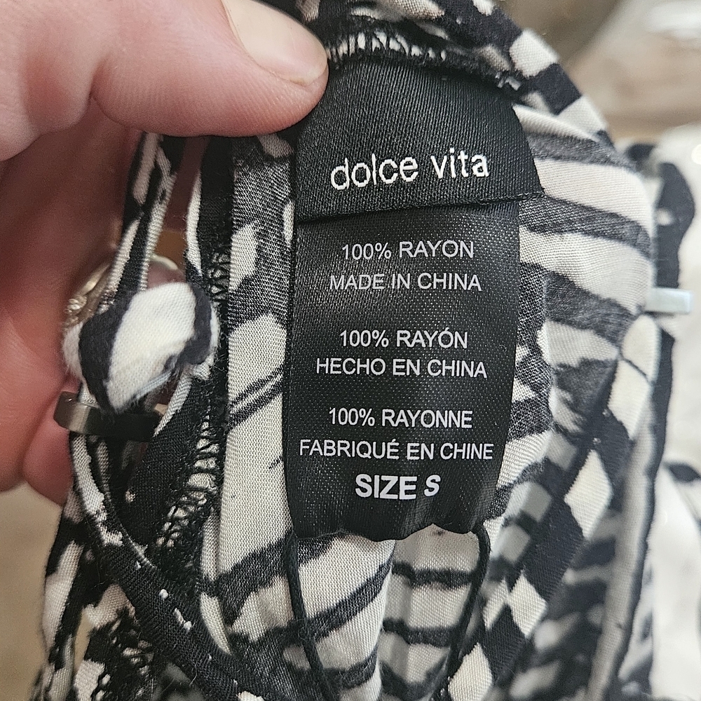DOLCE VITA Ikat Romper Cover-Up Lattice Back. Black/white. Size Small NWT - Picture 2 of 14